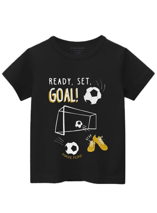 Kids Mania-Ready Set Goal Creative Design  Boys Half Sleeve T-Shirt