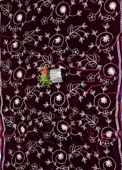 Women's  Velvet Embroidered Shawl