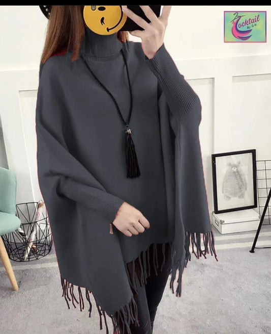 Women’s Fleece Plain Poncho Cape Shawl