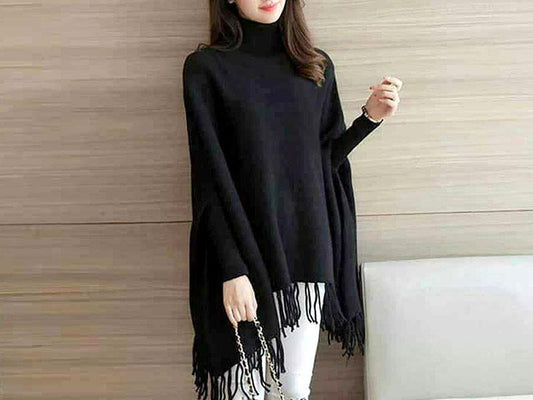 Women’s Fleece Plain Poncho Cape Shawl