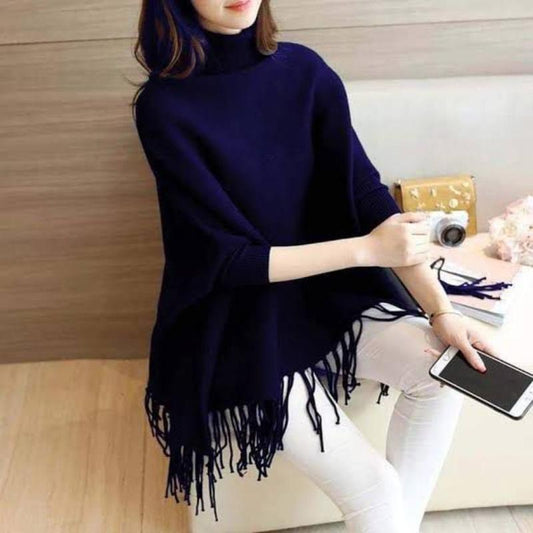 Women’s Fleece Plain Poncho Cape Shawl