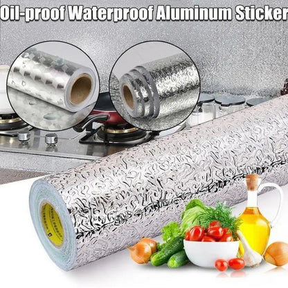 60×200cm (2meter) – Silver Foil Kitchen Oil Proof Waterproof Sticker Aluminum Foil Sheet Kitchen Stove Cabinet Stickers Self Adhesive Wallpapers