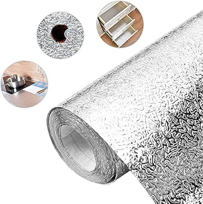 60×200cm (2meter) – Silver Foil Kitchen Oil Proof Waterproof Sticker Aluminum Foil Sheet Kitchen Stove Cabinet Stickers Self Adhesive Wallpapers