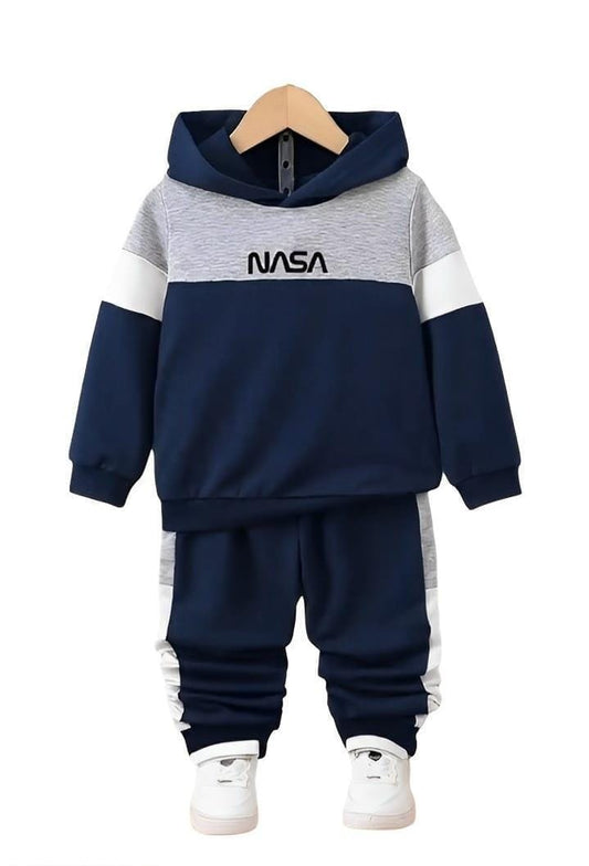 2 Pcs Boy's Fleece Printed Hoodie Tracksuit