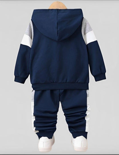 2 Pcs Boy's Fleece Printed Hoodie Tracksuit