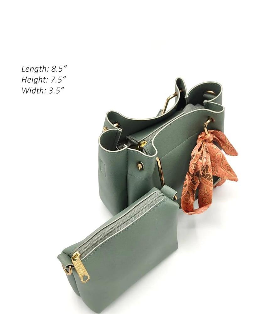 Women's PU Leather Plain Hand Bag Set