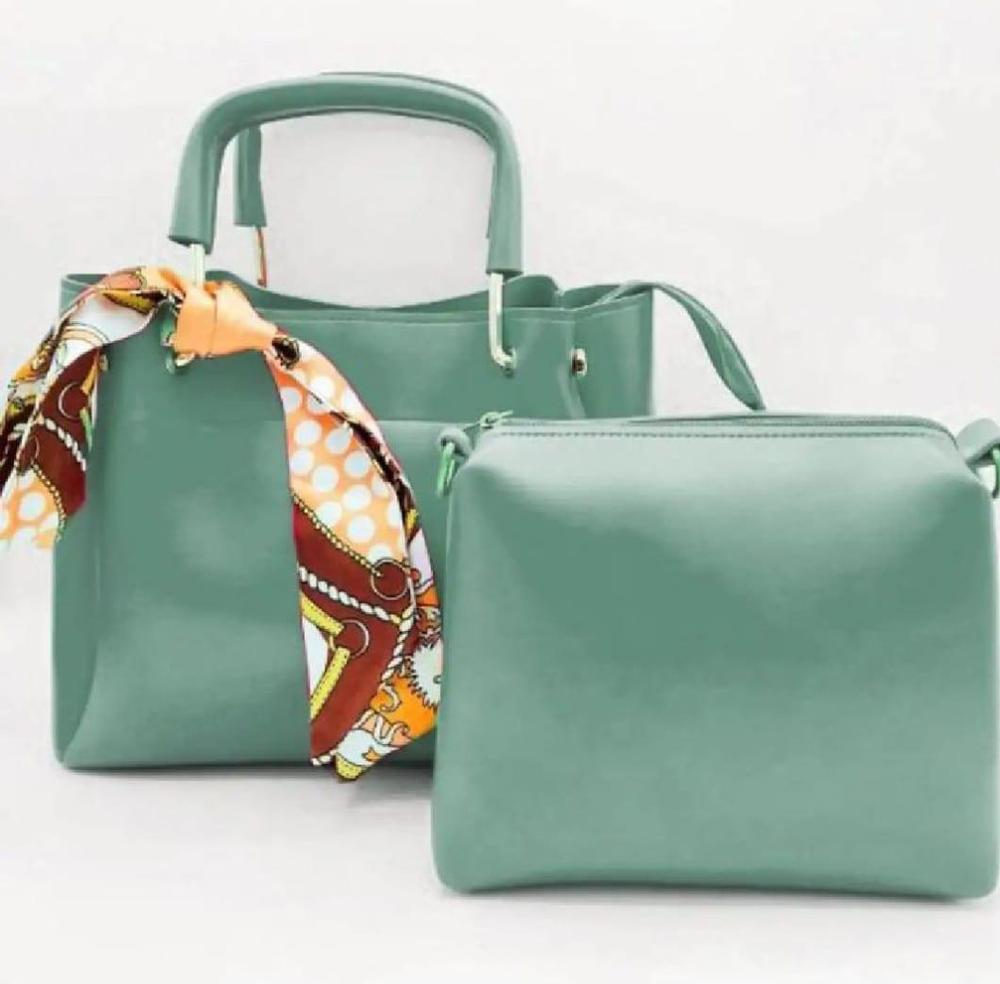 Women's PU Leather Plain Hand Bag Set