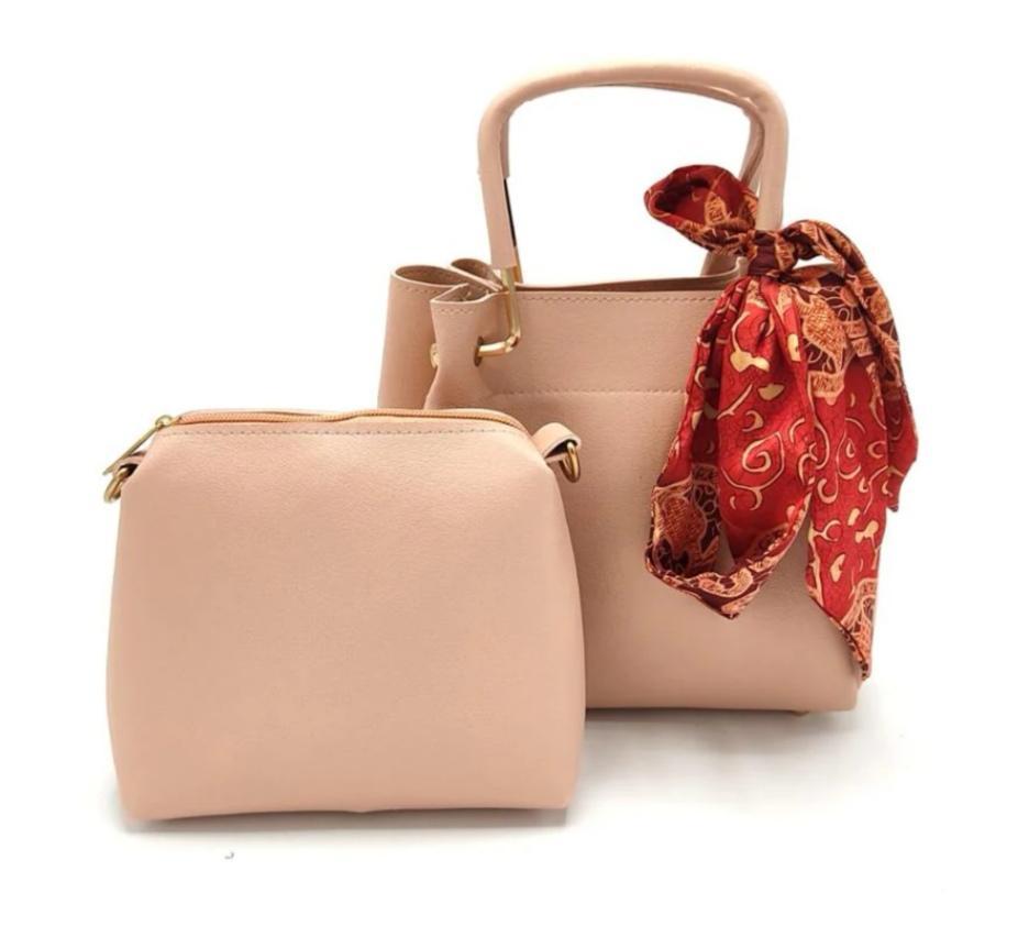 Women's PU Leather Plain Hand Bag Set