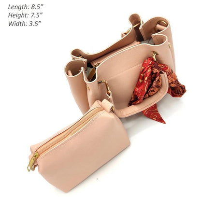 Women's PU Leather Plain Hand Bag Set