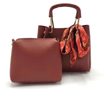 Women's PU Leather Plain Hand Bag Set