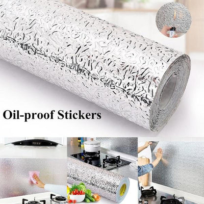 60×200cm (2meter) – Silver Foil Kitchen Oil Proof Waterproof Sticker Aluminum Foil Sheet Kitchen Stove Cabinet Stickers Self Adhesive Wallpapers